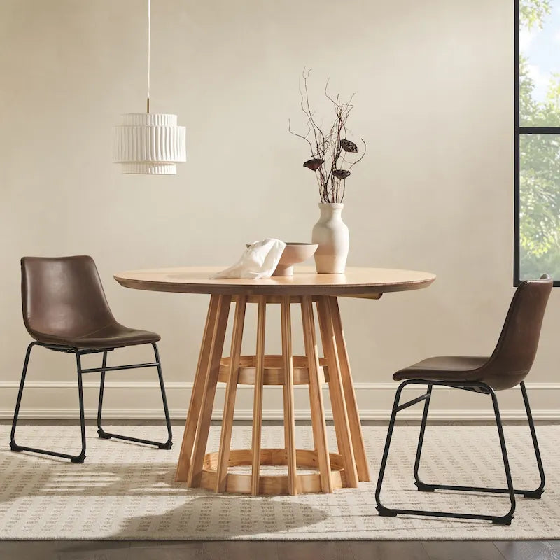 Middlebrook Designs 48 inch Round Slatted Wood Dining Table
