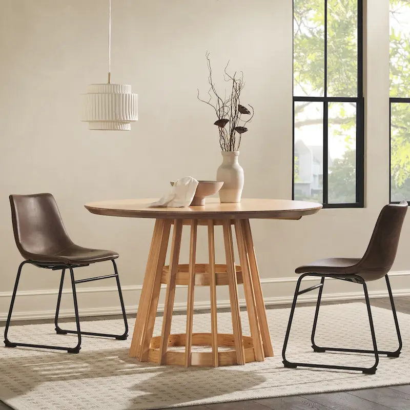 Middlebrook Designs 48 inch Round Slatted Wood Dining Table