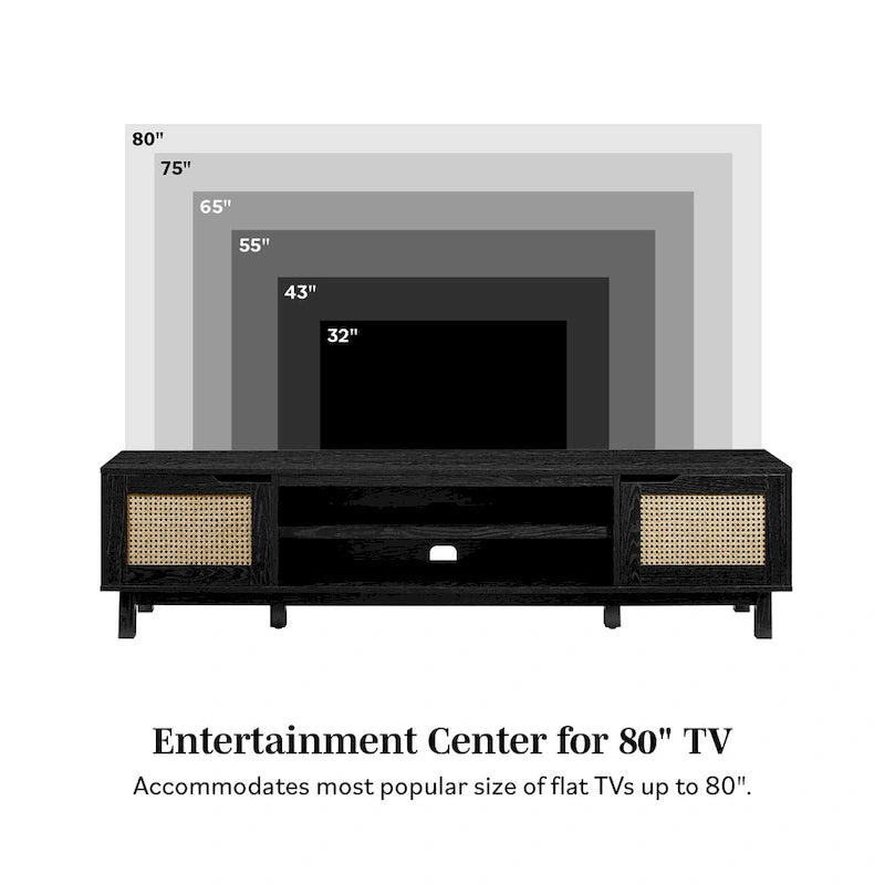 Middlebrook Designs Scandi Faux Rattan-Door TV Stand