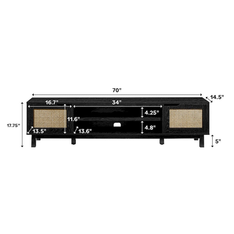 Middlebrook Designs Scandi Faux Rattan-Door TV Stand