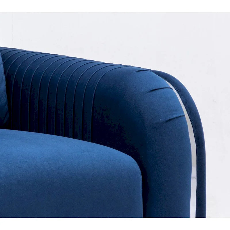 Blue 38 Modern Velvet Accent Chair with Polished Chrome Trim Legs