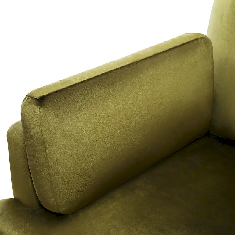 Green 37 Accent Chair with Plastic Legs and Decorative Pillows