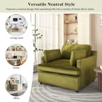 Green 37 Accent Chair with Plastic Legs and Decorative Pillows