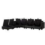 6-Piece Convertible Corduroy Modular Sectional Sofa with Storage Seats, 2 Removable Ottomans, Free Combination