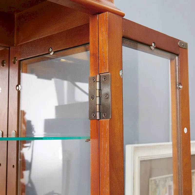Lighted Glass Curio Display Cabinet,Display Cabinet,Glass Storage Cabinet Glass Wine cabinet Wood Frame Toy Display
