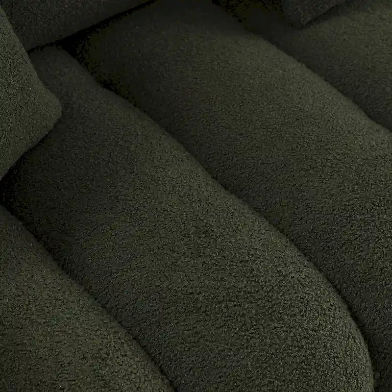 Green 82 Teddy Upholstered 3-Seater Sofa with 3 Back Pillows and Solid Wood Frame