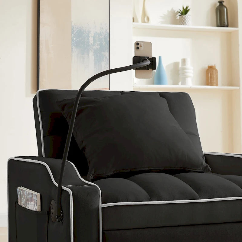 3-in-1 Sofa Bed, Convertible Sleeper Chair Sofa Bed Adjustable Pull Out Sleeper Chair Bed Multi-Pockets Folding Sofa Bed