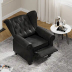 Modern Tufted Push Back Armchair Technical Leather Wingback Chair, Adjustable Single Sofa Chair with Sturdy Wood Legs