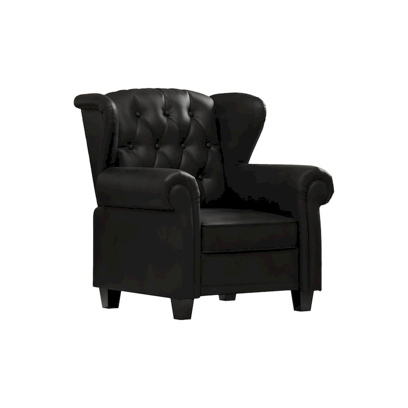 Modern Tufted Push Back Armchair Technical Leather Wingback Chair, Adjustable Single Sofa Chair with Sturdy Wood Legs