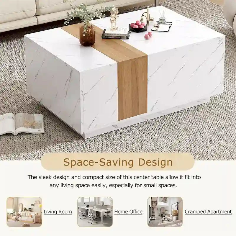 Coffee Table with 2 Storage Drawers and Wood Grain Finish
