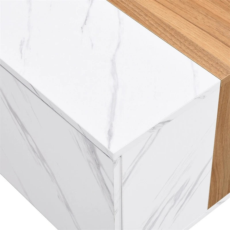 Coffee Table with 2 Storage Drawers and Wood Grain Finish