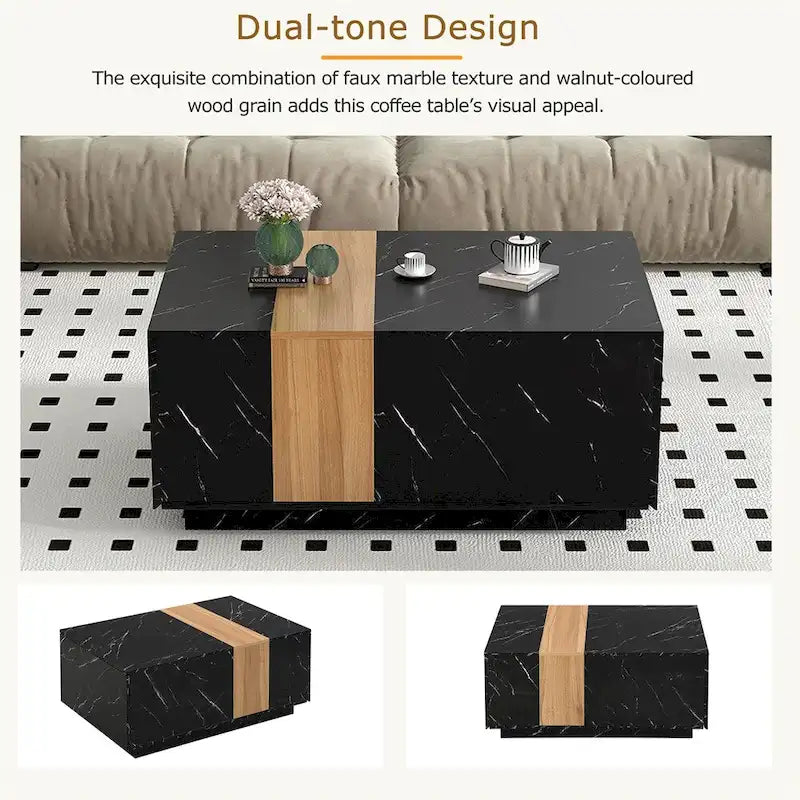 Coffee Table with 2 Storage Drawers and Wood Grain Finish
