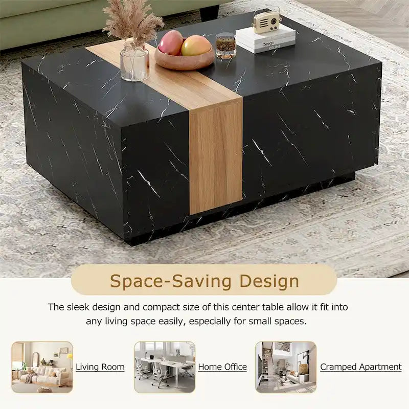 Coffee Table with 2 Storage Drawers and Wood Grain Finish