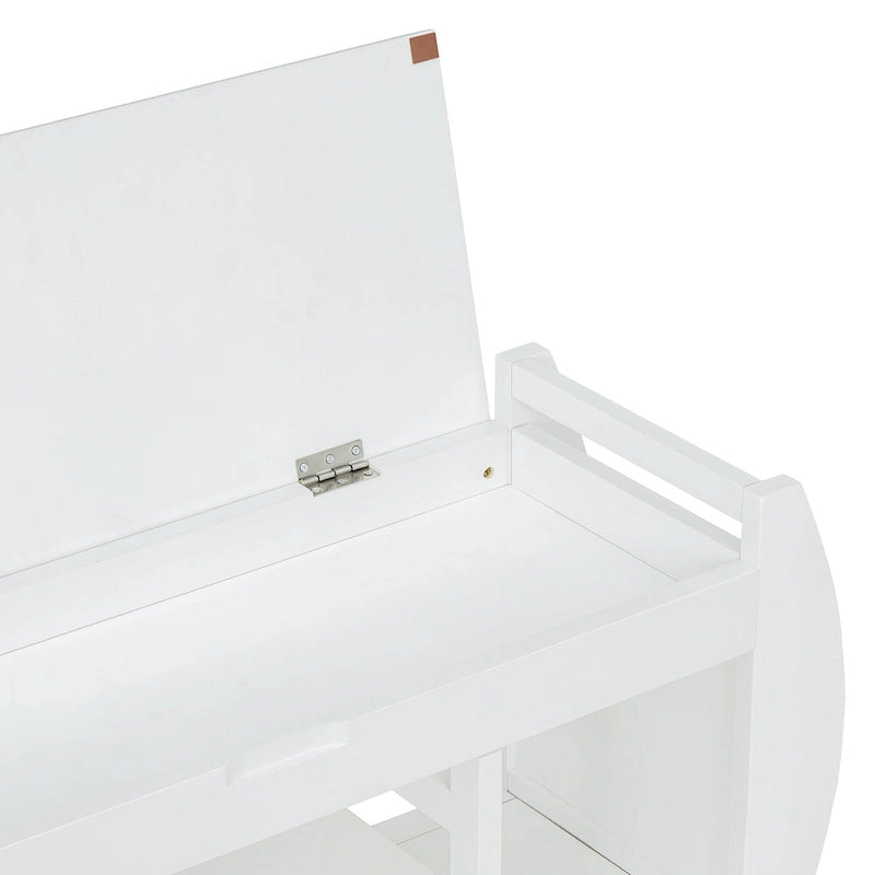 Multifunctional Storage Bench with Cushion and Curved Side Panel for Entrance and Living Room