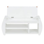 Multifunctional Storage Bench with Cushion and Curved Side Panel for Entrance and Living Room