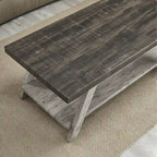 Contemporary Two-Tone Wood Shelf Coffee Table in Weathered for Living Room
