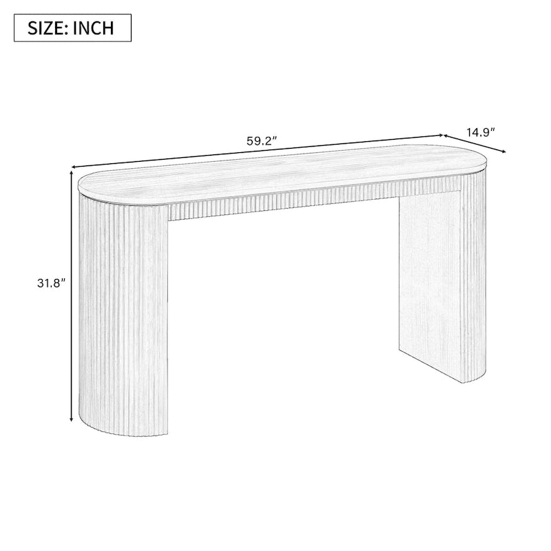 Curved Design Console Table with Unique Vertical Stripe Design ,Suitable for Living Room,Study and Entrance
