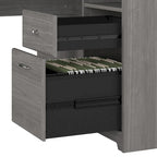 Cabot 60W L-Desk with Hutch and 5 Shelf Bookcase by Bush Furniture