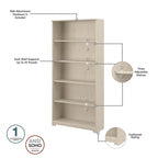 Cabot 60W L-Desk with Hutch and 5 Shelf Bookcase by Bush Furniture