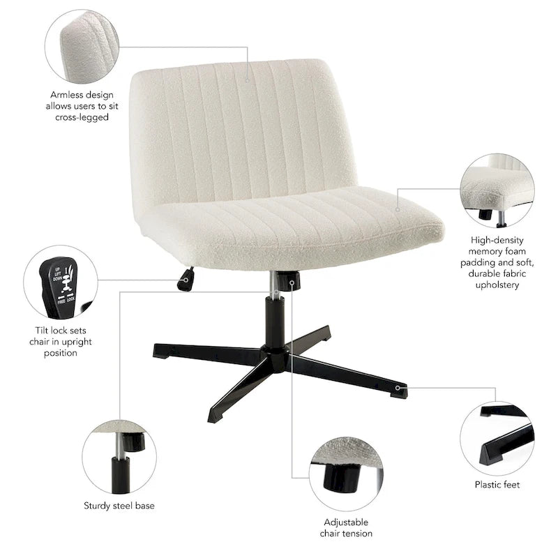Bush Furniture Sutton Armless Computer Chair Without Wheels