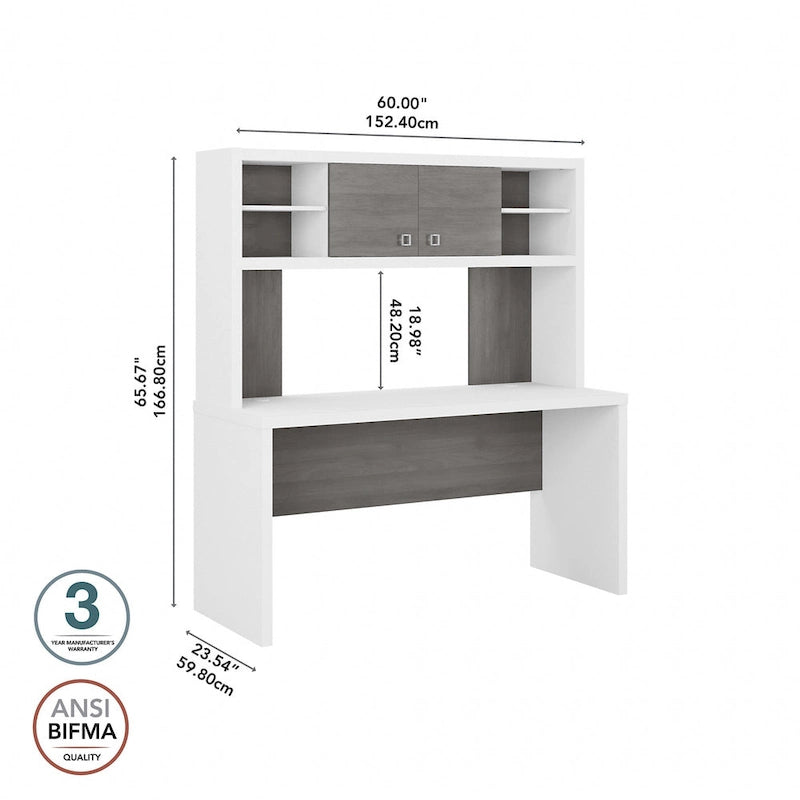 Echo 60W Credenza Desk with Hutch by Bush Business Furniture