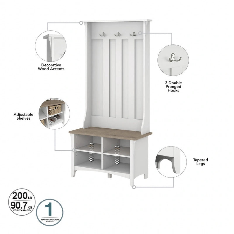 Salinas Hall Tree with Shoe Storage Bench by Bush Furniture