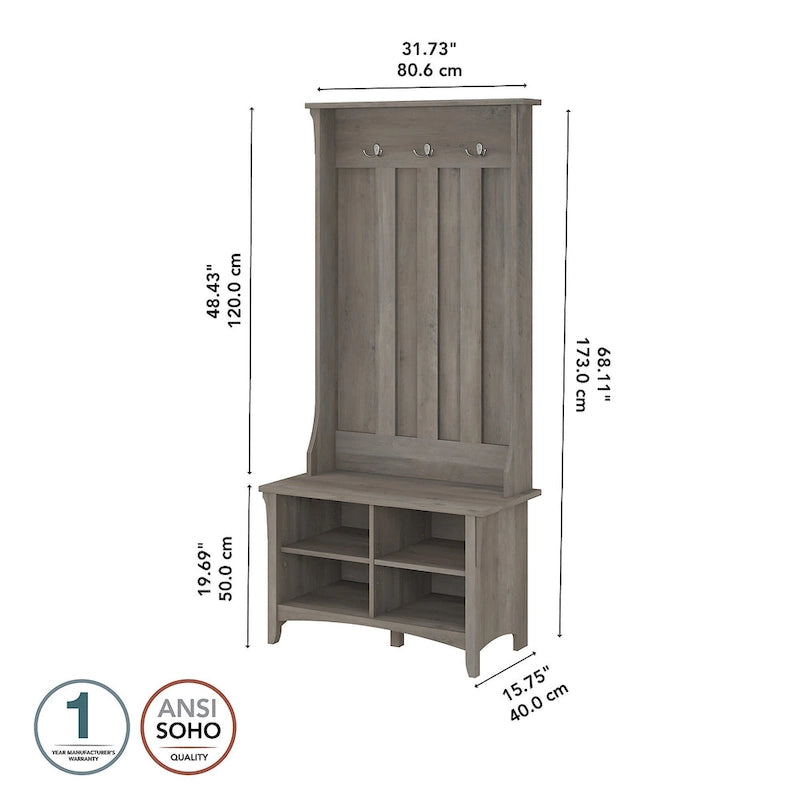 Salinas Hall Tree with Shoe Storage Bench by Bush Furniture