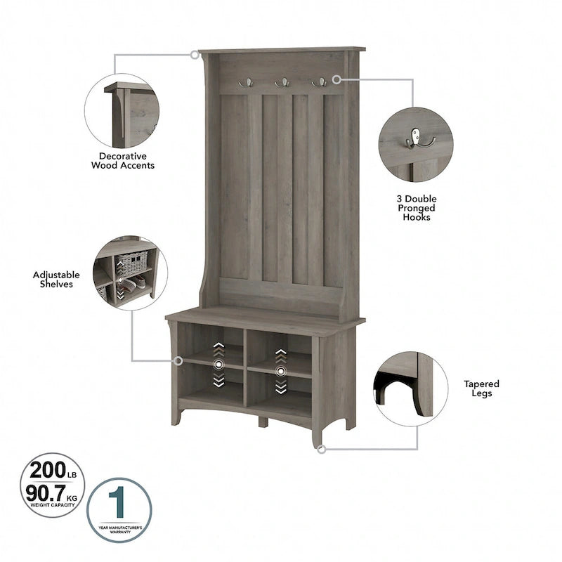 Salinas Hall Tree with Shoe Storage Bench by Bush Furniture