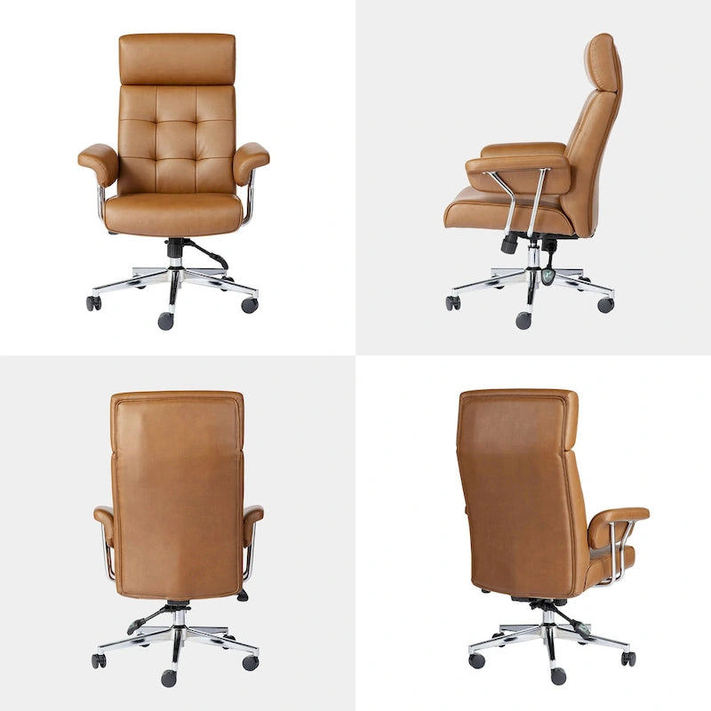 Glitzhome Ergonomic High-Back Swivel PU Leather Office Chair Height Adjustable