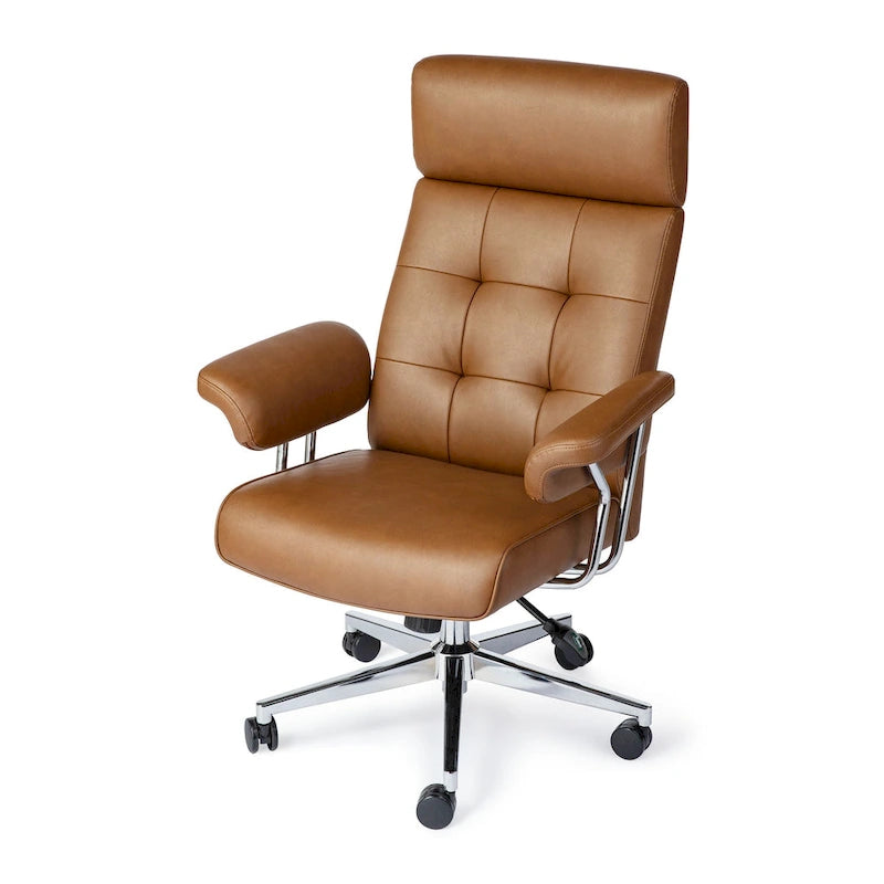 Glitzhome Ergonomic High-Back Swivel PU Leather Office Chair Height Adjustable