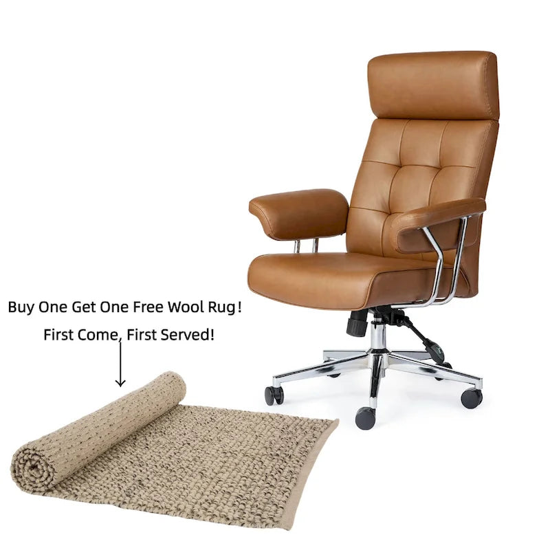 Glitzhome Ergonomic High-Back Swivel PU Leather Office Chair Height Adjustable