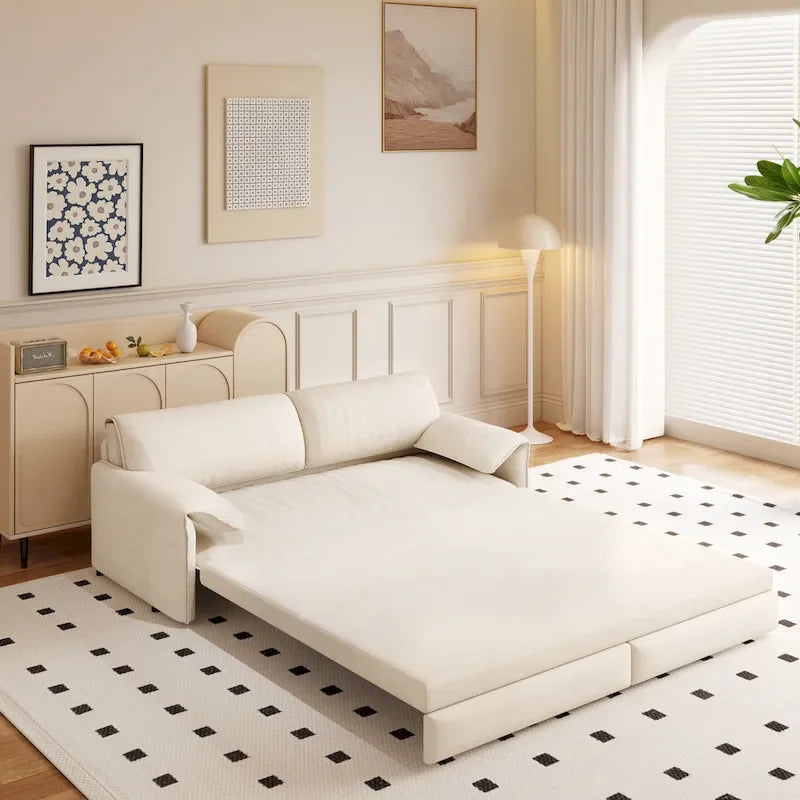 3-in-1 Convertible Sleeper Sofa with Side Storage, 66 Queen Pull Out Sofa Bed, Velvet Loveseat Bed
