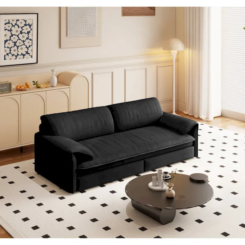 3-in-1 Convertible Sleeper Sofa with Side Storage, 66 Queen Pull Out Sofa Bed, Velvet Loveseat Bed