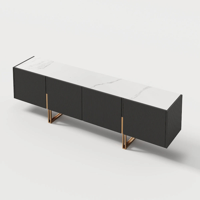 78.7 TV Stand, Entertainment Center with Faux Marble Top
