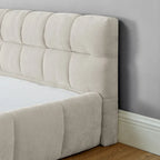 King Size Upholstered Bed Frame with Chenille Fabric, Sturdy Platform Bed Featuring Headboard and Solid Wood Frame