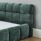 King Size Upholstered Bed Frame with Chenille Fabric, Sturdy Platform Bed Featuring Headboard and Solid Wood Frame