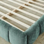 King Size Upholstered Bed Frame with Chenille Fabric, Sturdy Platform Bed Featuring Headboard and Solid Wood Frame
