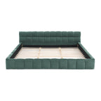 King Size Upholstered Bed Frame with Chenille Fabric, Sturdy Platform Bed Featuring Headboard and Solid Wood Frame