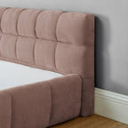 King Size Upholstered Bed Frame with Chenille Fabric, Sturdy Platform Bed Featuring Headboard and Solid Wood Frame