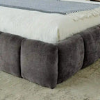 King Size Upholstered Bed Frame with Chenille Fabric, Sturdy Platform Bed Featuring Headboard and Solid Wood Frame