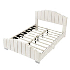 Modern King Size Bedroom Set, with Upholstered Platform Headboard and 2 3-Drawer Nightstands, No Box Spring Needed