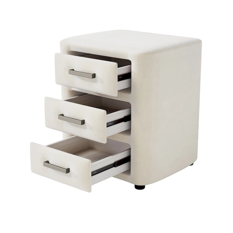 Modern King Size Bedroom Set, with Upholstered Platform Headboard and 2 3-Drawer Nightstands, No Box Spring Needed