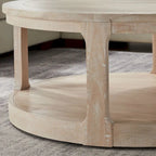 40 Modern 2-Tier Round Coffee Table with Wood Grain Top and 4 Wheels at the Bottom, Suitable for Living Room, Bedroom, Office