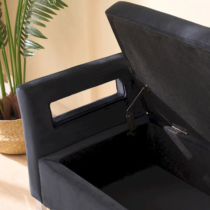 67.91Wide Velvet Storage Soft Bench with Armrests for Living Room, Entryway and Bedroom