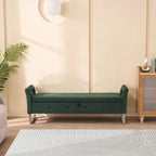 67.91Wide Velvet Storage Soft Bench with Armrests for Living Room, Entryway and Bedroom