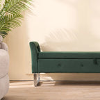 67.91Wide Velvet Storage Soft Bench with Armrests for Living Room, Entryway and Bedroom