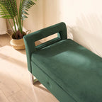 67.91Wide Velvet Storage Soft Bench with Armrests for Living Room, Entryway and Bedroom