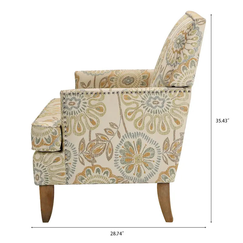 GDFStudio - Bella Modern Accent Chair for Living Room with Birch Legs and Comfortable Fabric Upholstery