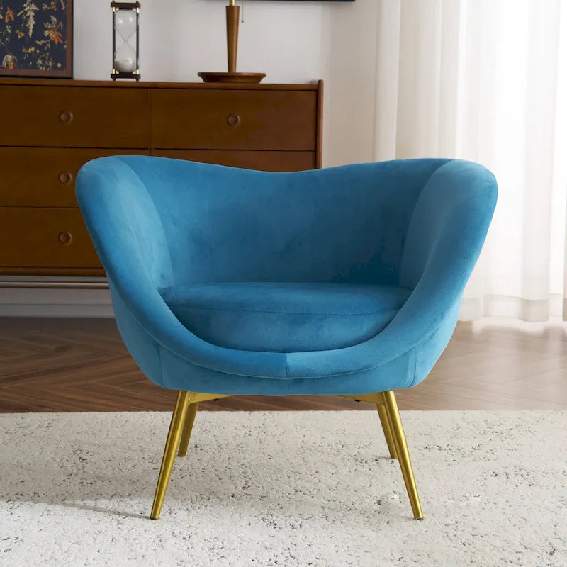Christopher Knight Home - Eliana Modern Teddy Fabric Accent Chair with Curved Backrest and Gold Legs