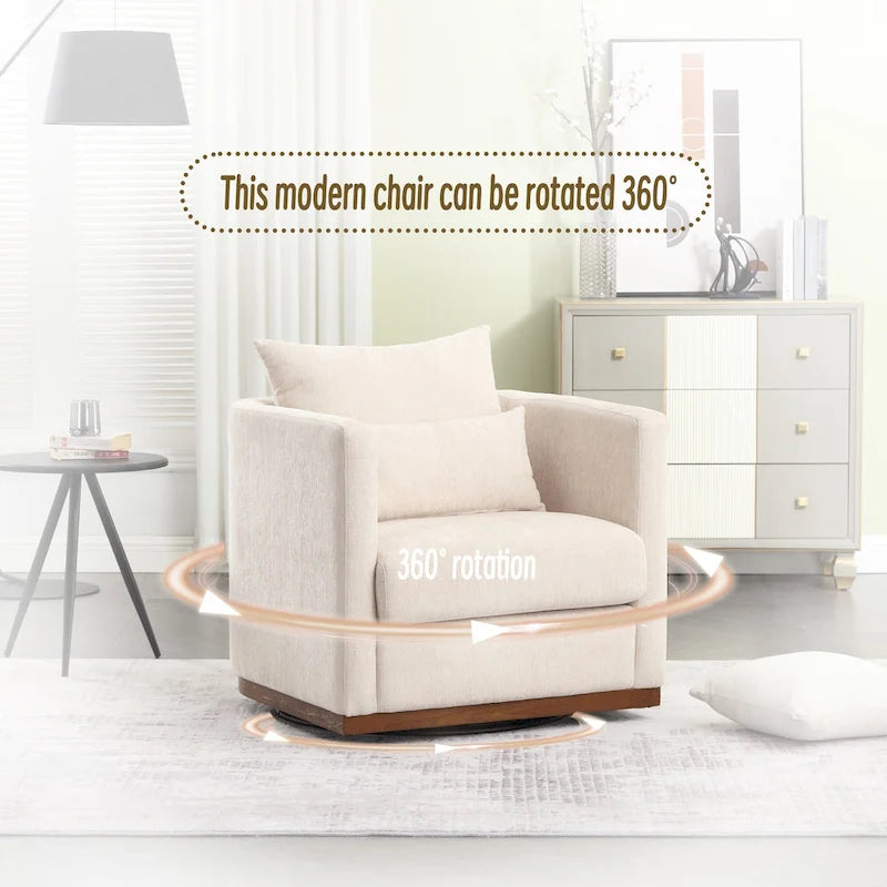 GDFStudio - Harper Chenille Swivel Barrel Chair with Sturdy Metal Base and Ergonomic Design